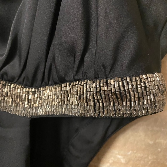 BCBGeneration Satin black Beaded Waist Formal Gown Prom Wedding Maxi Dress Sz 10 - Picture 8 of 11